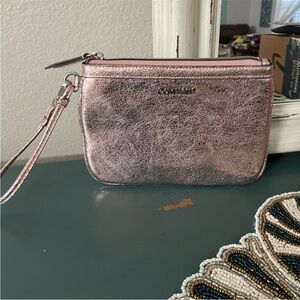 Calvin Klein Pink Metallic Wristlet